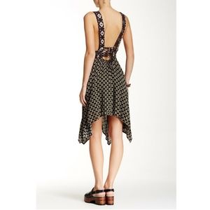 Back Lace-Up Printed Dress Festival Hippie Floral